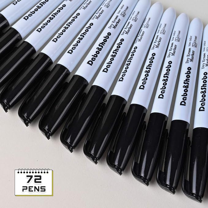 Dabo&Shobo Dry Erase Markers, (80 Count, Black,Chisel Tip)-White Board Markers/Pens ,Very Suitable for Writing on The School、 Office 、Home Dry Erase whiteboard Mirror Glass…