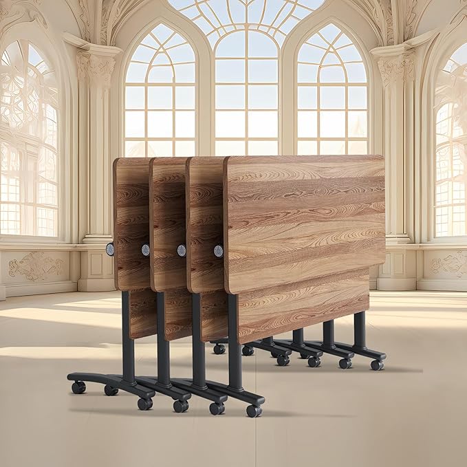 Conference Room Table with Flip-Top Design for Dynamic Meetings, Business Table Computer Desk with Heavy-Duty Frame,Foldable Seminar Meeting Tables for Home Office (4, C, 70.8IN)