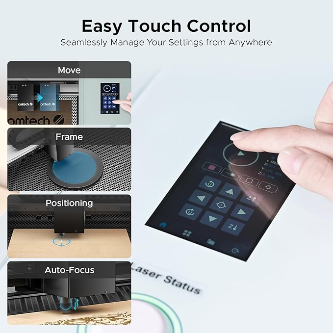 OMTech Polar+ 55W CO2 Laser Engraver Cutter, 20"x12" Work Area, 5MP Camera, Dual Rotary Axes, 500mm/s Speed, with Water Pump, Laser Cutting Machine for Wood Acrylic Glass More