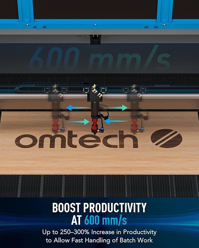 OMTech 150W CO2 Laser Engraver | 63" x 40" Cutting & Engraving Machine with Autofocus, Autolift & 3-Way Air Assist| Ideal for Wood, Glass & Acrylic