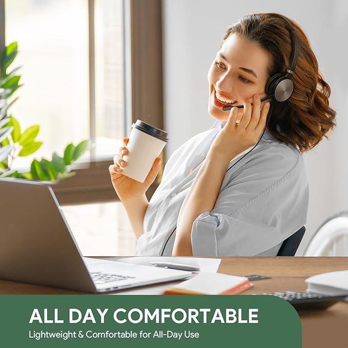 Yealink UH36 Professional USB Headset, Wired Headphones for Work Calls and Music, Headset with Noise Cancelling Mic for Computer PC Laptop(for Teams Certified, Mono,3.5mm Jack/USB Connection)