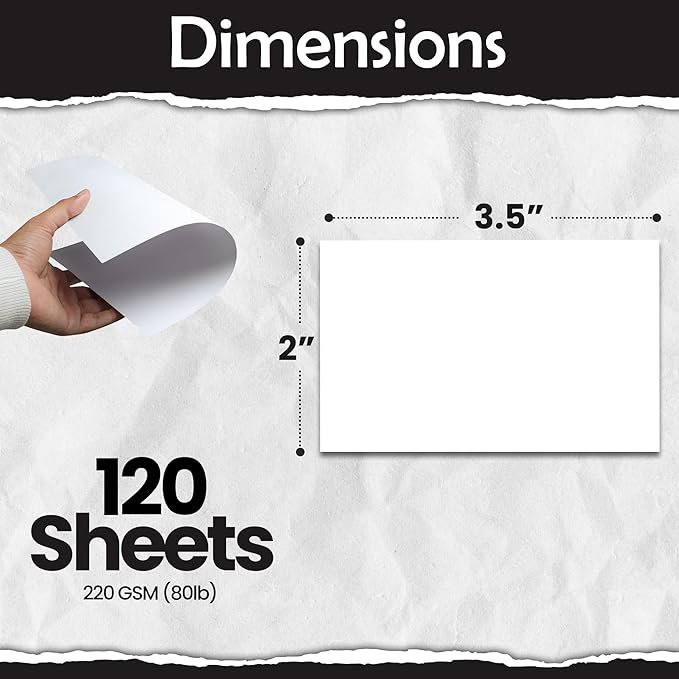 Sanzix 120 Pack Printable Blank Business Cards 2" x 3.5" White Heavyweight Cardstock 80 Lbs 220 GSM