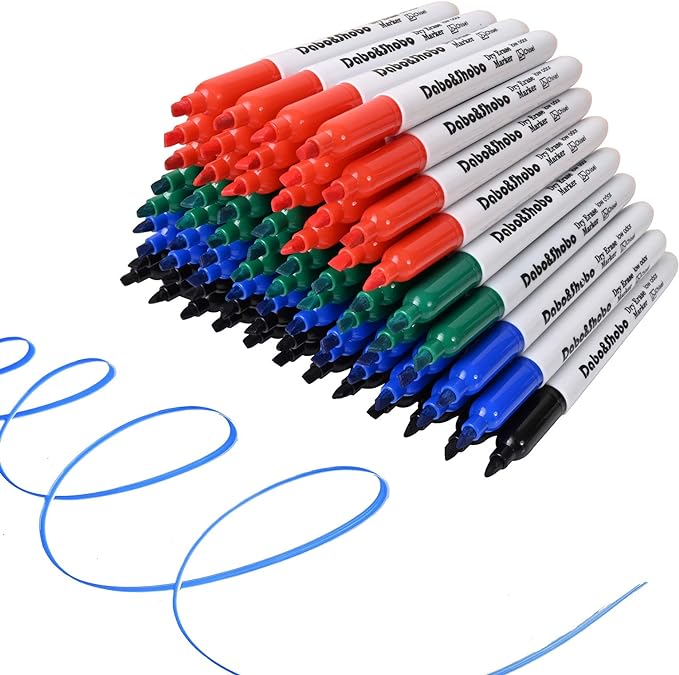 Dabo&Shobo White Board Markers-72 Pcs 4 Color Fine Tip Whiteboard Markers,Perfect for Writing on Whiteboard Mirrors Glass for School Office Home…