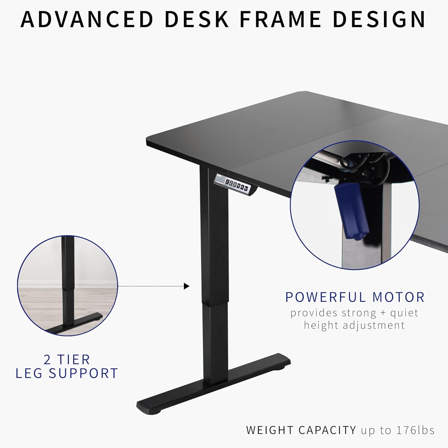 VIVO Electric 71 x 30 in Standing Desk, Memory Height Adjustment, 1B Series, White and Light Wood Top, Black Frame, DESK-KIT-1B7WC