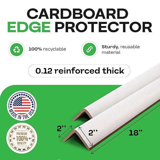 IDL Packaging Cardboard Edge Protectors 2" x 2" x 18", Full Pallet of 5600 pc, White - V-Board Reinforced Corner Protectors - Regular-Duty Cardboard Corners for Shipping