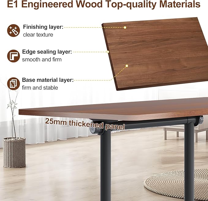 Conference Room Table with Flip-Top Design for Dynamic Meetings, Business Table Computer Desk with Heavy-Duty Frame,Foldable Seminar Meeting Tables for Home Office (2, D, 47.2IN)