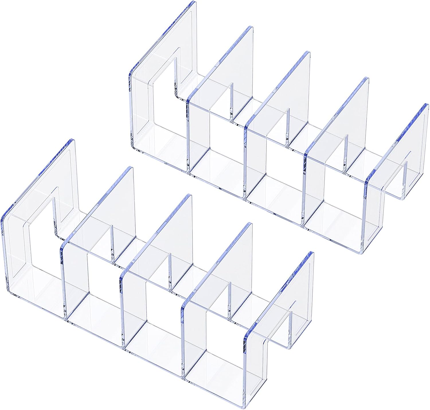LUGUNU Clear Acrylic Purse Organizer - 4-Section Divider for Handbag Closet Storage - Durable Rack for Purses, Clutches More (Set of 2)