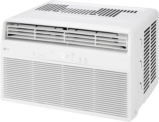 LG LW1025R 10,000 Air Conditioner with Dehumidifier, 115V, Medium Rooms up to 450 Sq. Ft, Window Unit AC with Remote Control, 3 Speeds, Auto-Restart, 24-Hour Timer, 10000 BTU, Bright White