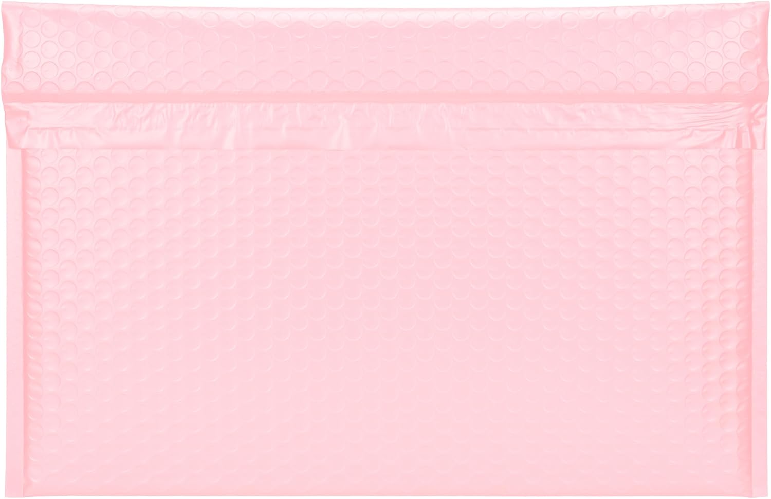 Light Pink Side-Loading Bubble Mailers 16 x 11 Inches,Self-Seal Padded Mailing Envelopes, Pack of 27