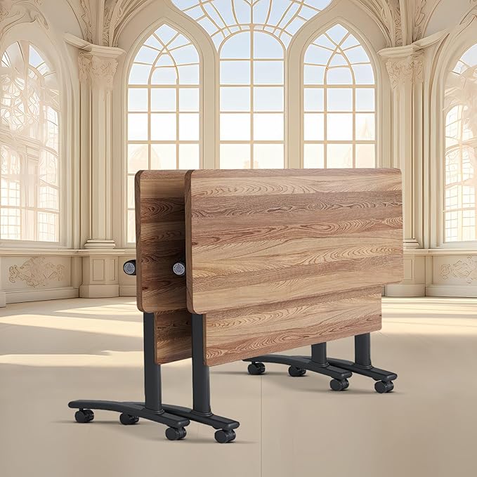 Conference Room Table with Flip-Top Design for Dynamic Meetings, Business Table Computer Desk with Heavy-Duty Frame,Foldable Seminar Meeting Tables for Home Office (2, C, 70.8IN)