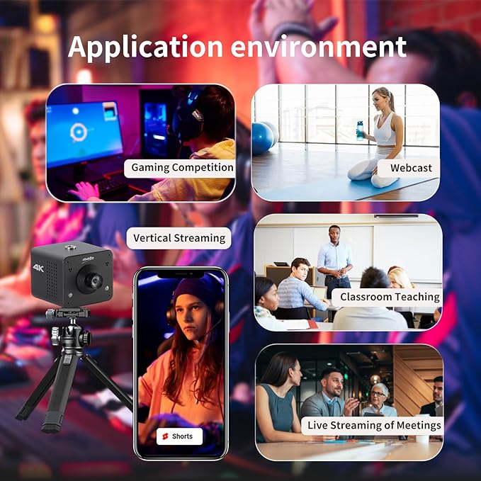 4K POV Camera Webcam PoE, ZowieCAM, Simultaneously HDMI & SDI Output, RTSP/RTMP(s)/SRT, Standalone Live Streaming to YouTube/Twitch for Webcast, Meeting, Teaching & Gaming (M12)