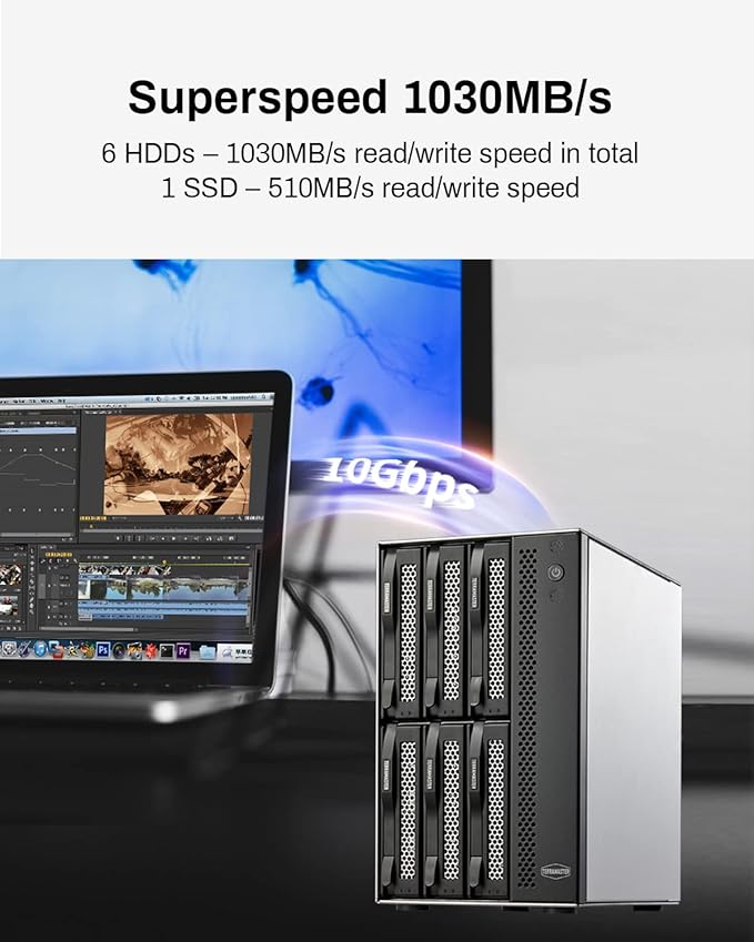 TERRAMASTER D6-320 External Hard Drive Enclosure - USB 3.2 Gen2 10Gbps Type-C HDD Storage Hot Swappable Plug and Play (Diskless)