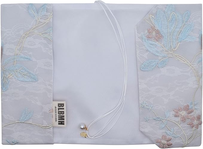 BLBMH Book Covers for Paperbacks Book Cover for Privacy Fit for 5.5x8.5 inch Embroidered Book Jacket Adjustable Book Sleeve Cover Fabric Softcover Protector for Notebook - Magnolia 8.5in