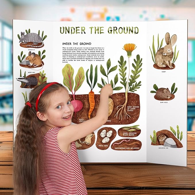 4 Pack 36" x 48" Trifold Poster Board for Presentation, White Corrugated Cardboard Large Tri Fold Poster Board for Science Fair, Office & School Projects, Photo Displays, Exhibitions Event