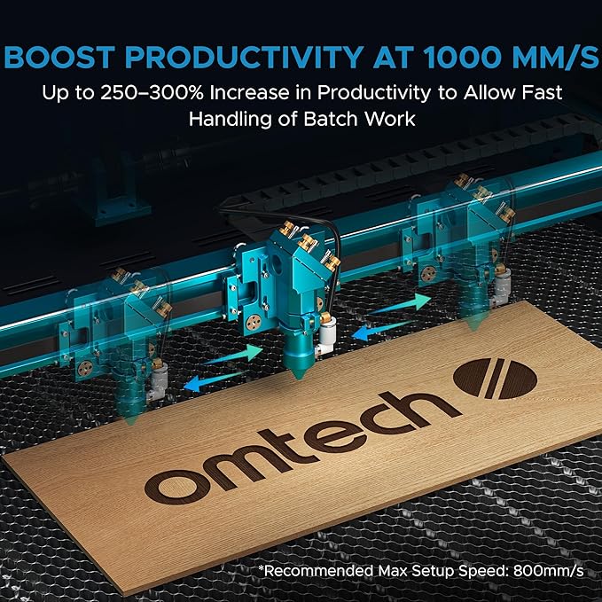 OMTech Pronto 90W CO2 Laser Engraver & Cutter with Water Chiller – 35"x24" Workspace, 1,000mm/s Speed, Autofocus, Air Assist, 2-Way Pass, for Wood, Acrylic & More