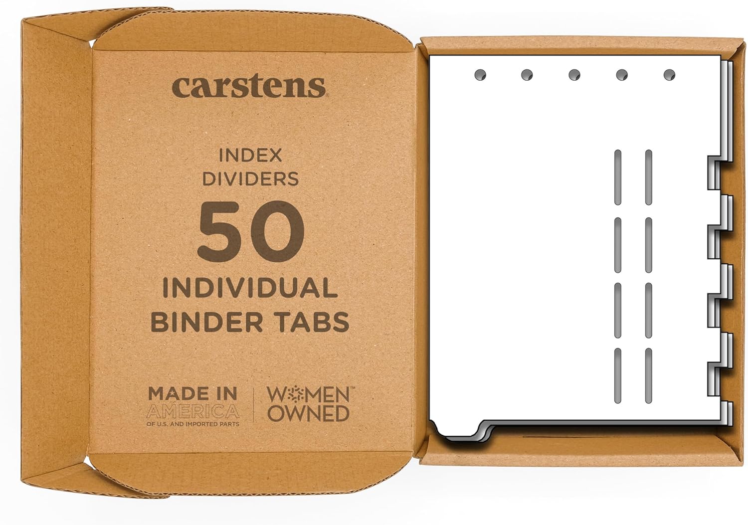 Carstens - Heavy Duty Plastic Ring Binder Dividers with Die-Cuts, Bottom Tab, 1/9 Cut, Tab 1, US Letter, White, Case of 50, (2619-01CS) - Ideal Medical Chart Dividers or Index Tabs for 3 Ring Binders