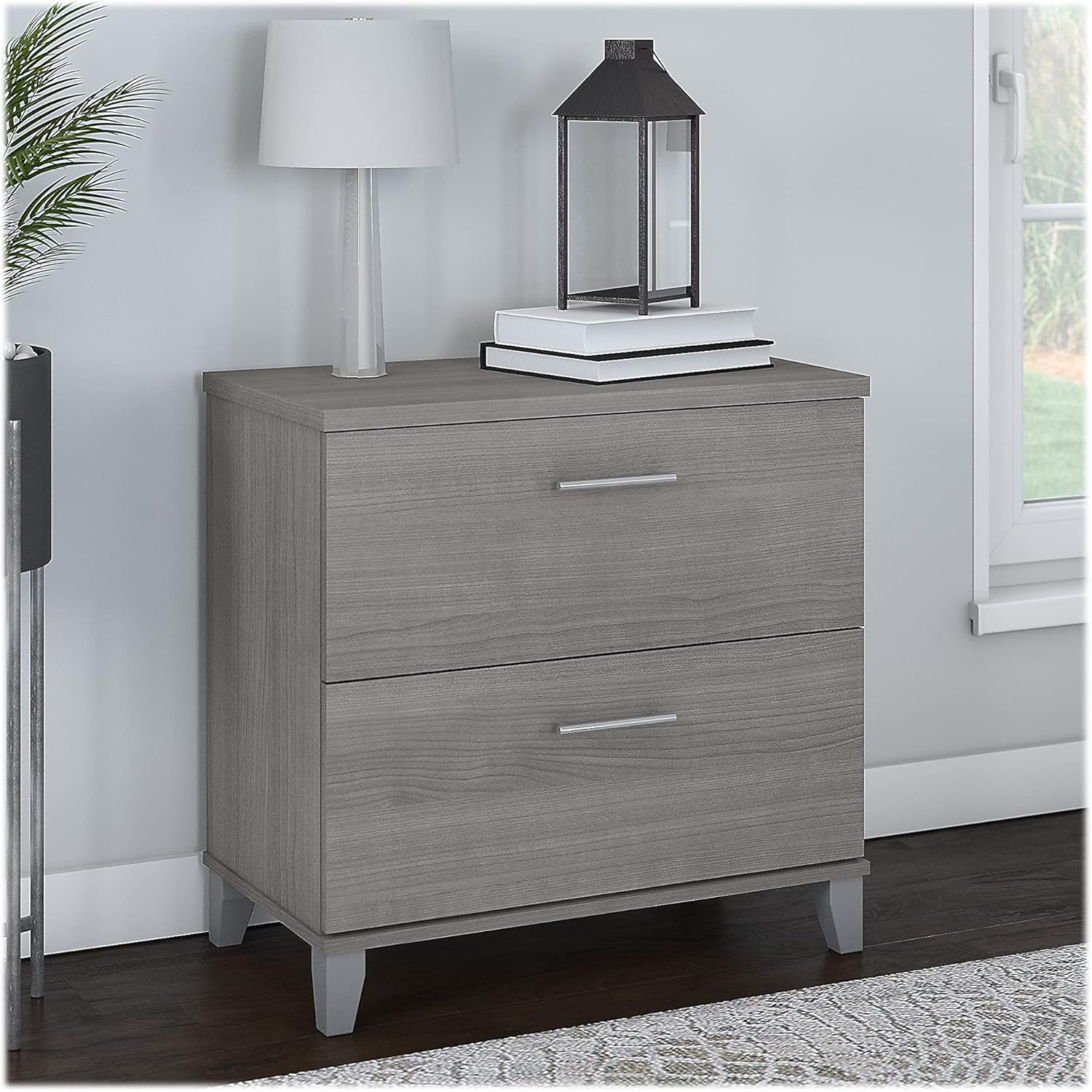 Bush Furniture Somerset 2 Drawer Lateral File Cabinet in Platinum Gray