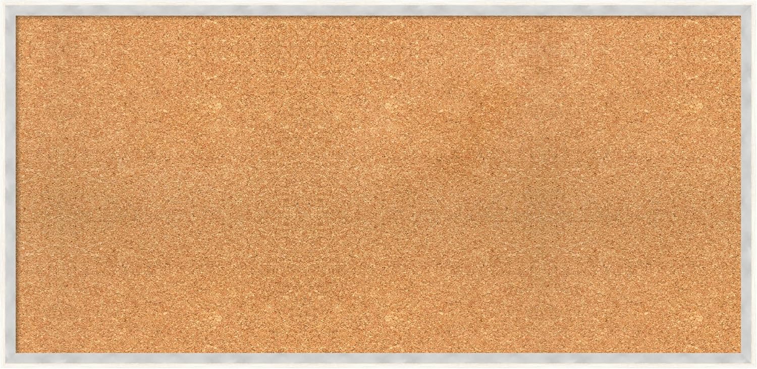 Amanti Art Natural Cork Board for Wall, 19x39 Vision Board with White Frame, Large Corkboard Office Decor for Home Organization, Modern Corkboard Pinboard to Display Items for Home Organization in