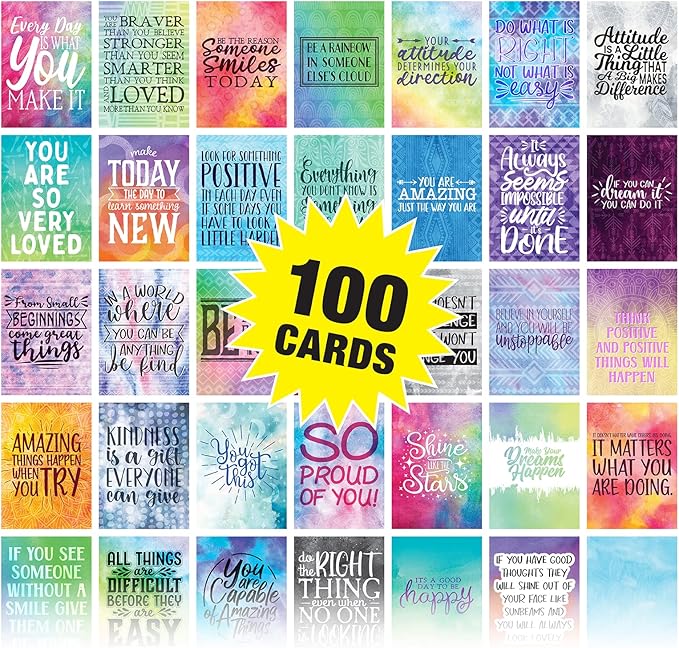 Motivational Cards: 100 Inspirational, Kindness, Motivational and Quote Cards. Business Card Size - 2.5x3.5 inches (Watercolor - Pack of 100)
