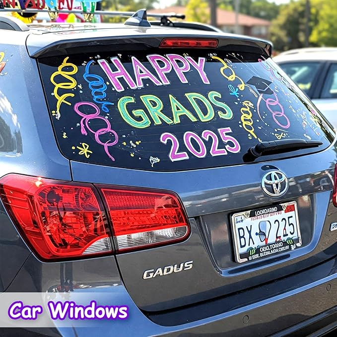 Liquid Chalk Markers Set (8 Pack), 6mm Reversible Thick & Chisel Tip, Wet Erase Paint Pens for Non Porous Blackboard Chalkboard, Car Glass Windows, School Business Supplies (8 Neon Color)