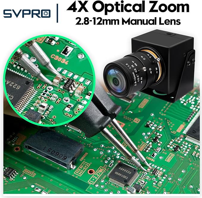 SVPRO Global Shutter USB Camera - 1200P 90FPS High Speed with 2.8-12mm Zoom Lens, Manual Focus Close-up Webcam for Golf Swing, Industrial Camera - USB Plug and Play