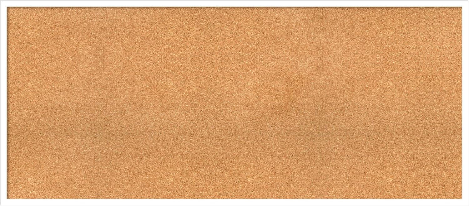Amanti Art Natural Cork Board for Wall, 25x57 Vision Board with White Frame, Oversize Corkboard Office Decor for Home Organization, Modern Corkboard Pinboard to Display Items for Home Organization in