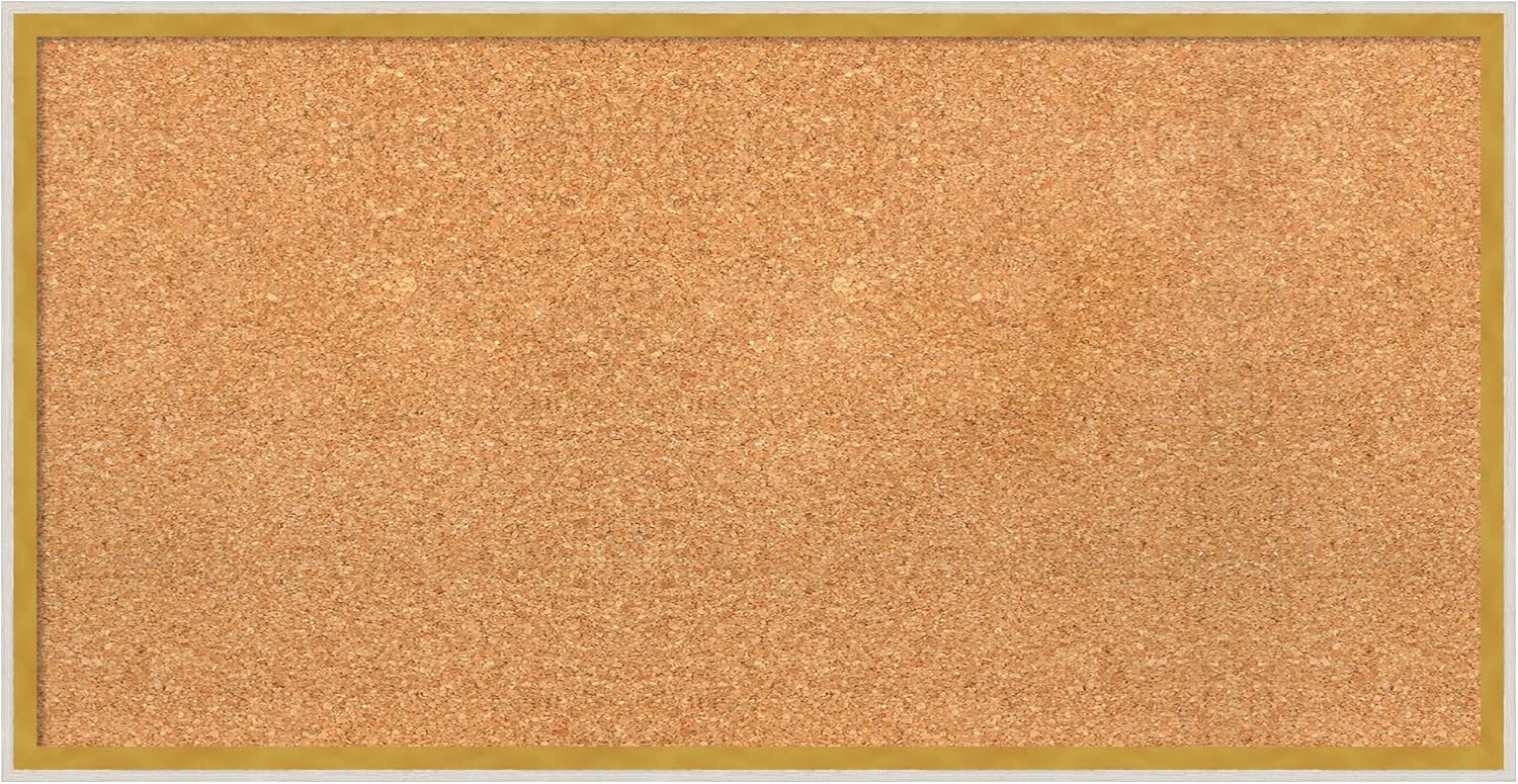 Amanti Art Natural Cork Board for Wall, 17x33 Vision Board with White Frame, Medium Corkboard Office Decor for Home Organization, Modern Corkboard Pinboard to Display Items for Home Organization in