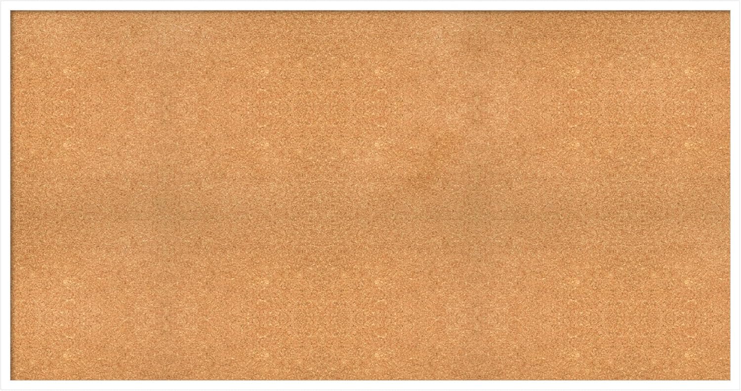 Amanti Art Natural Cork Board for Wall, 31x59 Vision Board with White Frame, Oversize Corkboard Office Decor for Home Organization, Modern Corkboard Pinboard to Display Items for Home Organization in