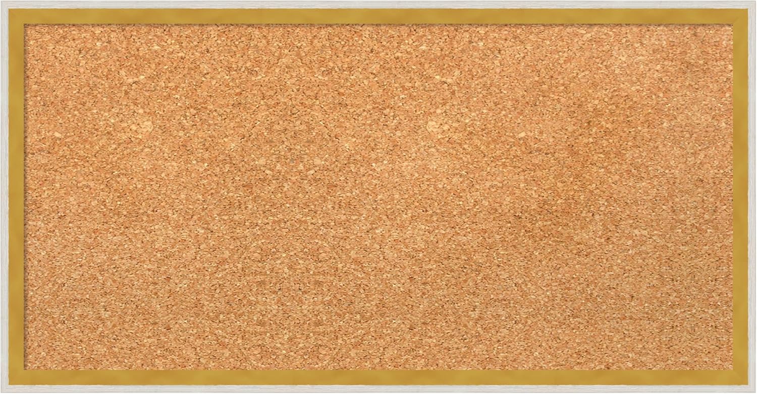 Amanti Art Natural Cork Board for Wall, 13x25 Vision Board with White Frame, Small Corkboard Office Decor for Home Organization, Modern Corkboard Pinboard to Display Items for Home Organization in