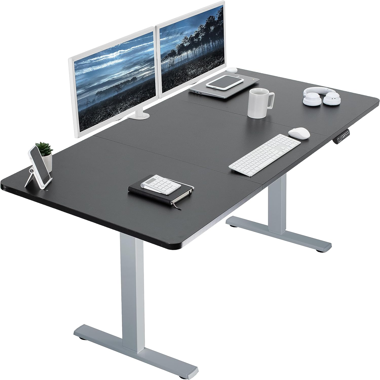 VIVO Electric 71 x 36 in Standing Desk, Memory Height Adjustment, 1B Series, Black Top Gray Frame, DESK-KIT-1G7B-36