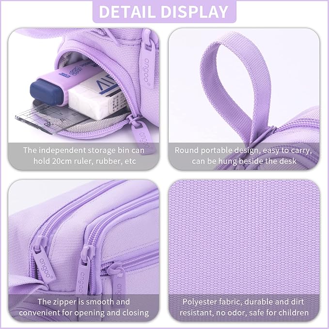 HVOMO Large Pencil Case High Capacity Holder Box Storage bag Desk Organizer Marker Pouch Pen For Middle School Office College Adult Girl and Boy(Purple)
