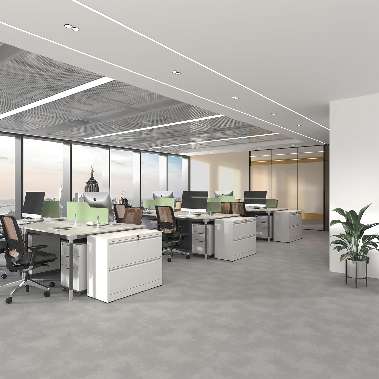 Lateral File Cabinet with Lock, Metal File Cabinets for Home Office Legal/Letter A4 Size, File Cabinet with 2 Drawer Storage Cabinet, Require Assembly, White