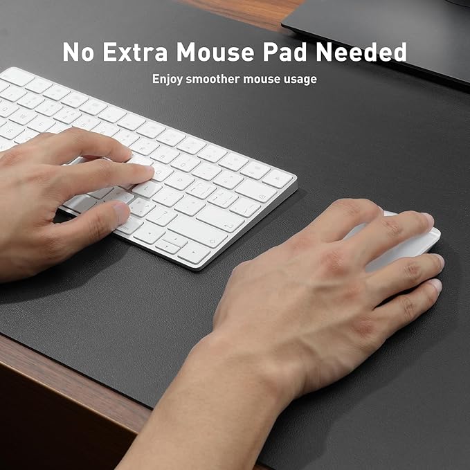 Leather Desk Pad Protector,Mouse Pad,Office Desk Mat, Non-Slip PU Leather Desk Blotter,Laptop Desk Pad,Waterproof Desk Writing Pad for Office and Home (Gray,31.5" x 15.7")