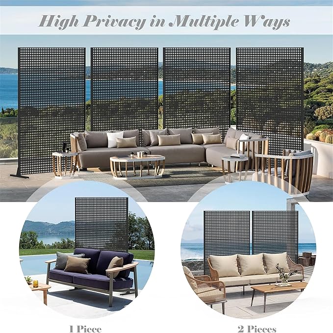 NicBex Room Divider 1 Panel Room Dividers with Rhombus Pattern Design Partition Room Dividers and Metal Privacy Screens Wall Divider for Outdoor, Room Separation,48.31" W x 15.75" D x 70.75" H, Black