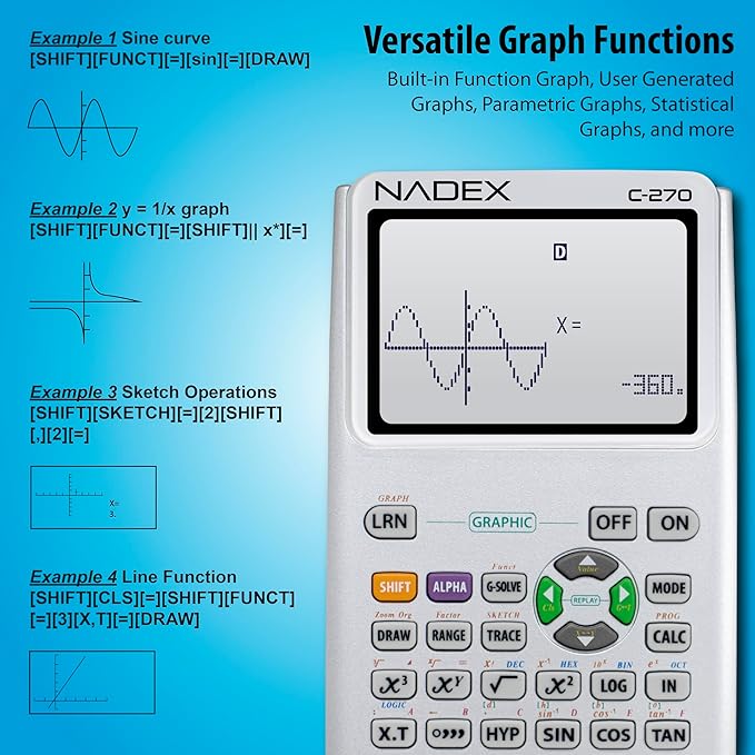 Scientific Calculator with Graph Functions for College and High School Students, Engineering, Advanced Mathematics, Calculus, Algebra, Geometery, Trigonometry, Statistics, Physics, Chemistry - Silver