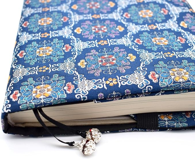 BLBMH Book Covers for Paperbacks Handmade Bookcover Fit for 5.5x8.5 inch Adjustable Fabric Softcover Protector for Women Book Lovers Gifts - Flower Blue B 8.5in