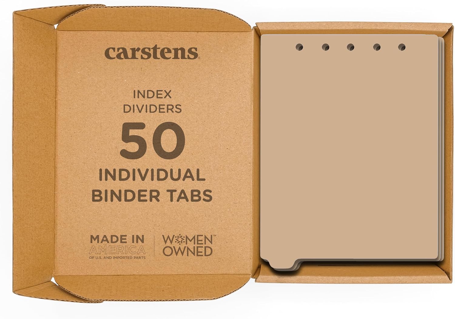 Carstens - Heavy Duty Plastic Ring Binder Dividers, Bottom Tab, 1/9 Cut, Tab 1 Position, US Letter, Beige, Case of 50, (2619-10CS) - Ideal Medical Chart Dividers or Index Tabs for 3 Ring Binders