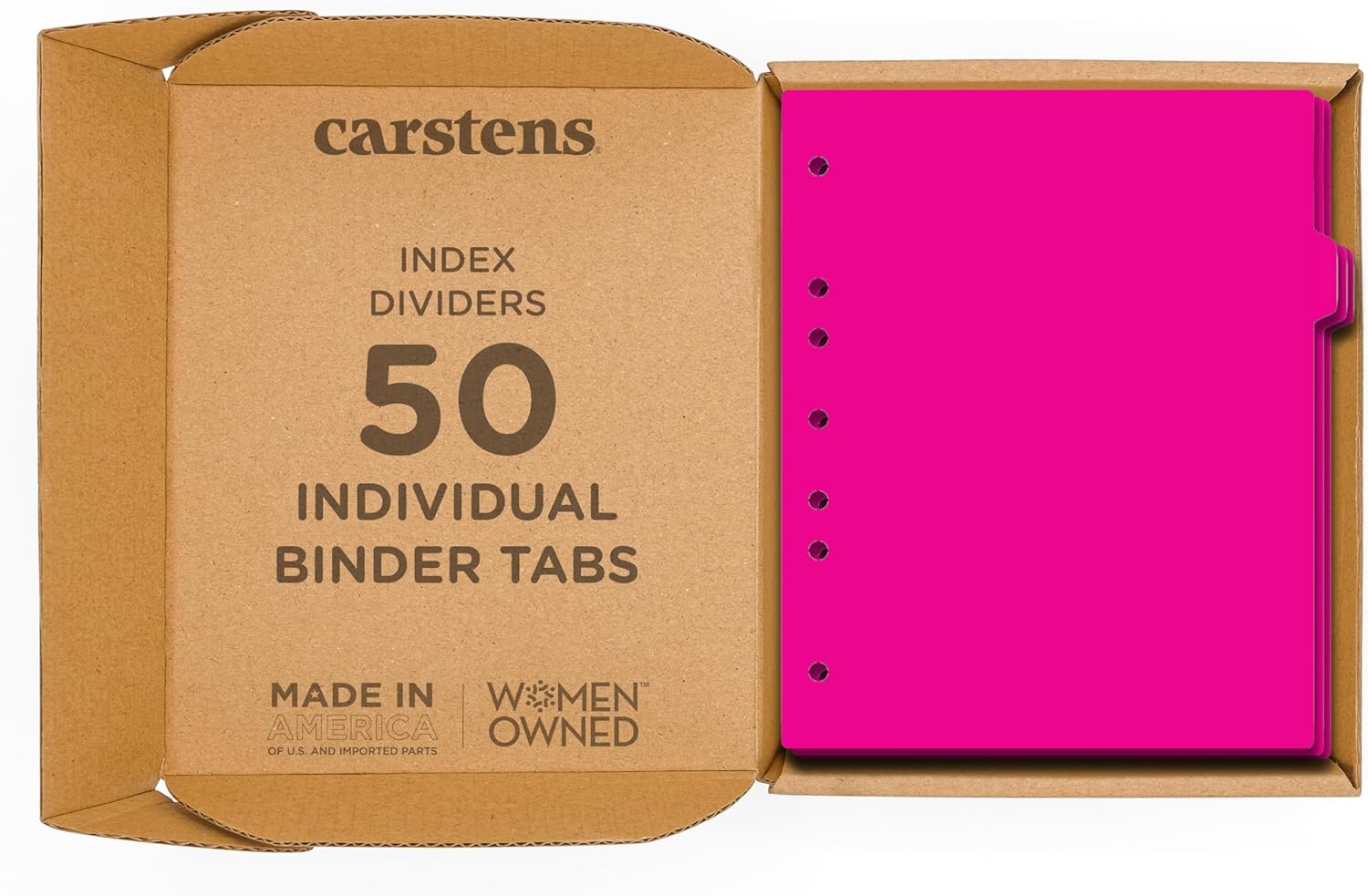 Carstens - Heavy Duty Plastic Ring Binder Dividers, Side Tab, 1/9 Cut, Tab 3 Position, US Letter, Hot Pink, Case of 50, (2618-23CS) - Ideal Medical Chart Dividers or Index Tabs for 3 Ring Binders