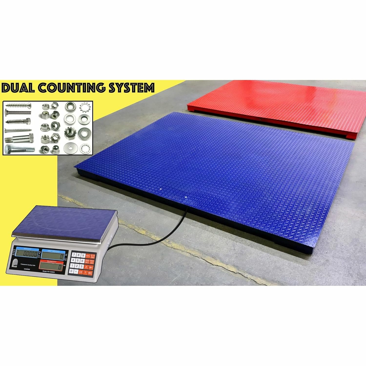 Liberty Scales LS-700-DC Dual Counting Smart Weighing Scale Systems, Size 36" x 36" (3' x 3') - C-Scale (13 lb x .0004 lb) / Floor Scale 2500 lb x .5 lb