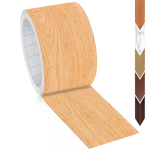 GSCIT Club Maple Wallpaper, 2.4 inch X 50ft Self Adhesive Wood Grain Repair Tape Maple Repair Patch for Tables, Chairs, Baseboards, Doors, Windows, Floors, Handicraft DIY.