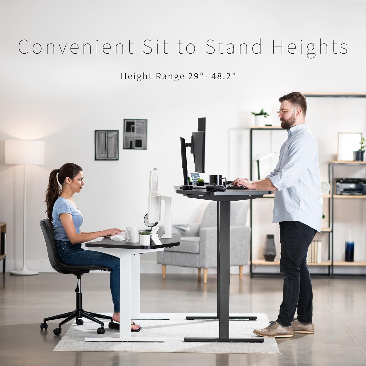 VIVO Electric 63 x 32 in Standing Desk, Memory Height Adjustment, 1B Series, Black Top Gray Frame, DESK-KIT-1G1B