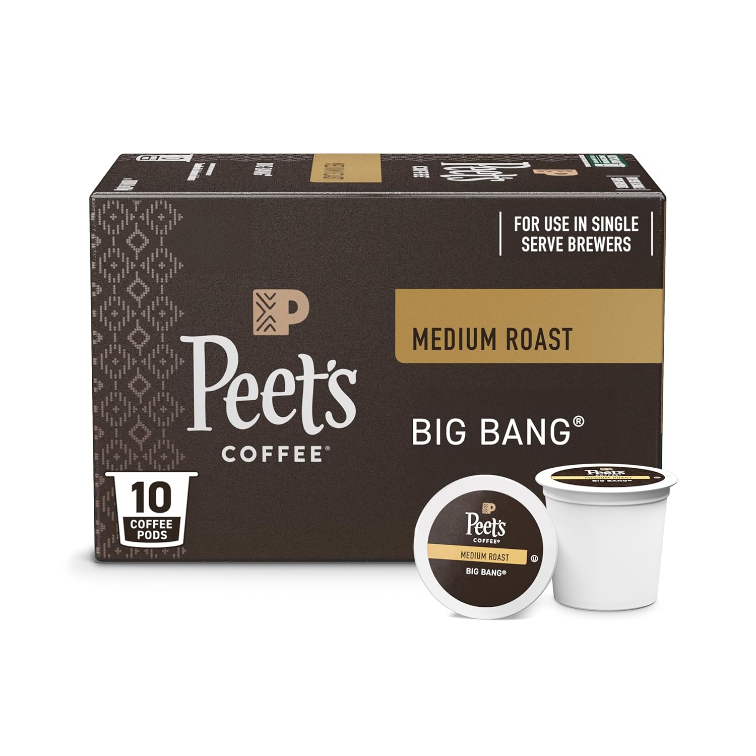 Peet's Coffee, Medium Roast Single Serve Coffee Pods - Big Bang 10 Count (1 Box of 10 Pods)