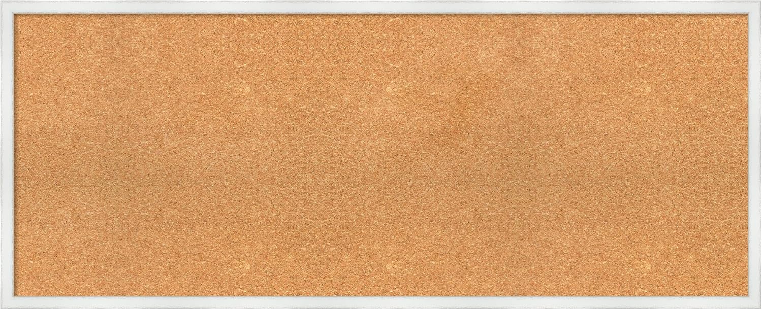 Amanti Art Natural Cork Board for Wall, 19x47 Vision Board with White Frame, Oversize Corkboard Office Decor for Home Organization, Country Rustic Corkboard Pinboard to Display Items for Home