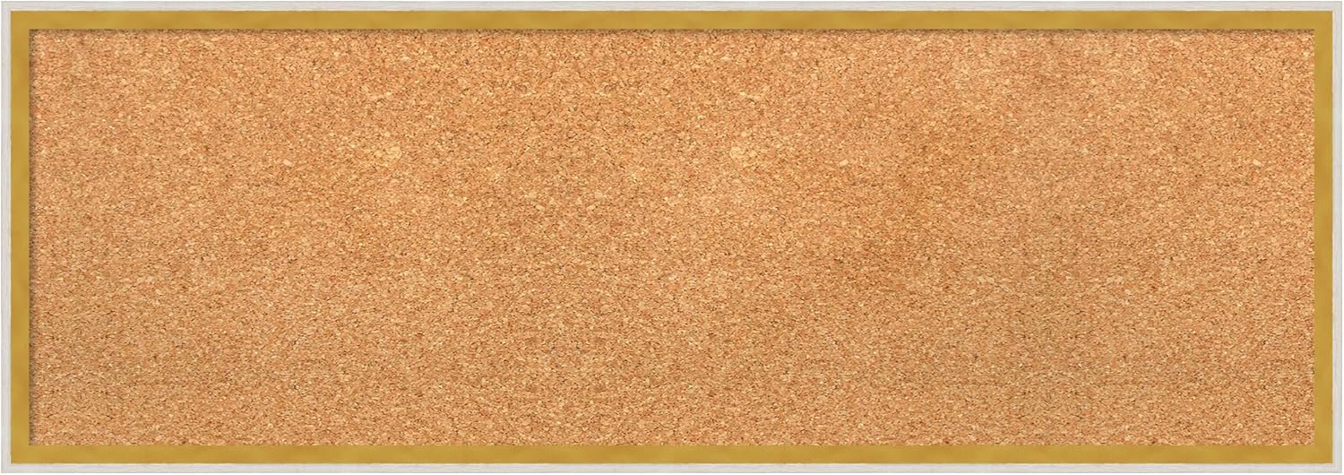 Amanti Art Natural Cork Board for Wall, 13x37 Vision Board with White Frame, Medium Corkboard Office Decor for Home Organization, Modern Corkboard Pinboard to Display Items for Home Organization in