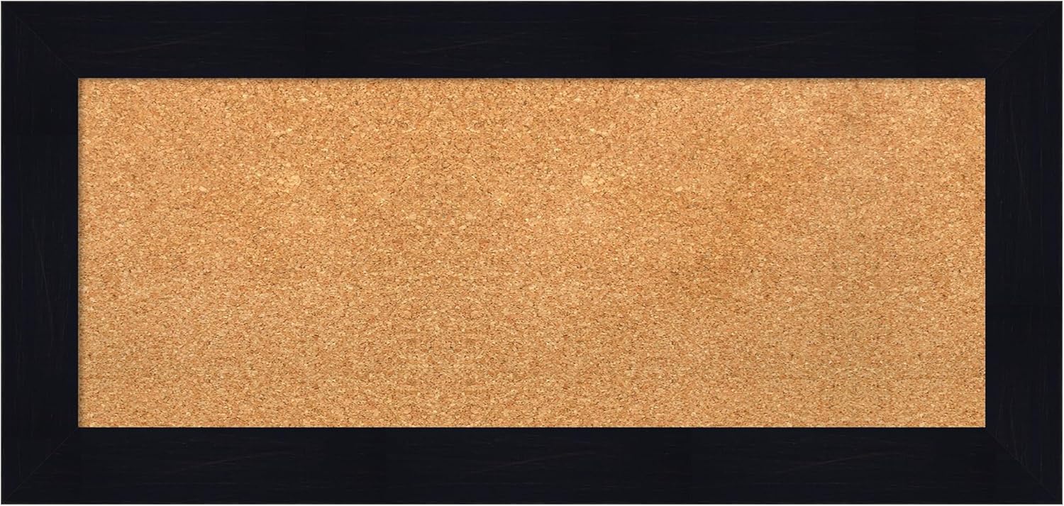 Amanti Art Natural Cork Board for Wall, 16x34 Vision Board with Blue Wood Frame, Medium Corkboard Office Decor for Home Organization, Country Rustic Corkboard Pinboard to Display Items for Home