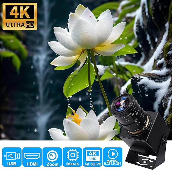 SVPRO 4K USB HDMI Camera Manual Zoom Webcam for Close Up with 2.8-12mm Variable Lens,Plug and Play Camera for Industrial,Streaming and Home Video