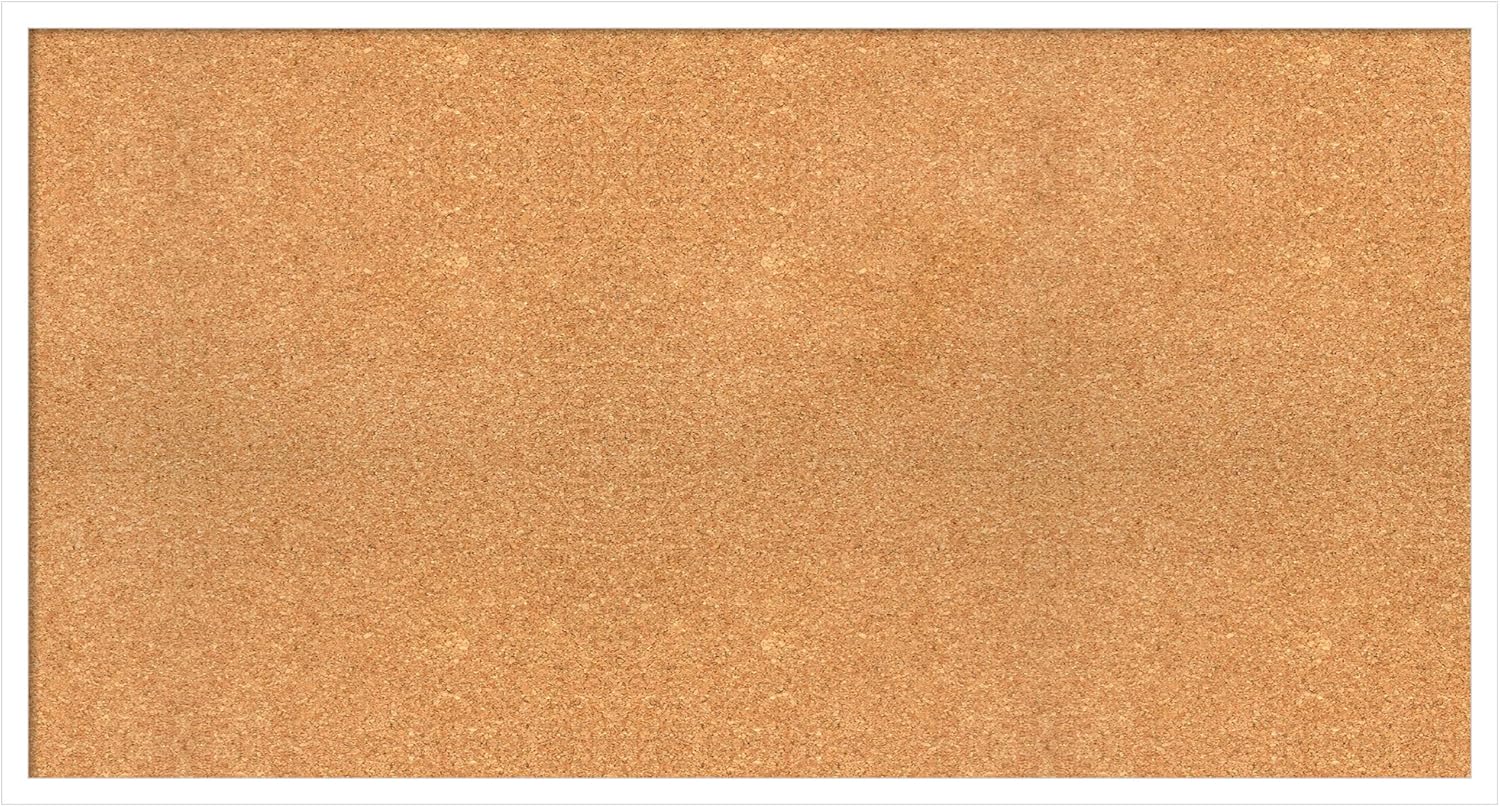 Amanti Art Natural Cork Board for Wall, 23x43 Vision Board with White Frame, Oversize Corkboard Office Decor for Home Organization, Modern Corkboard Pinboard to Display Items for Home Organization in
