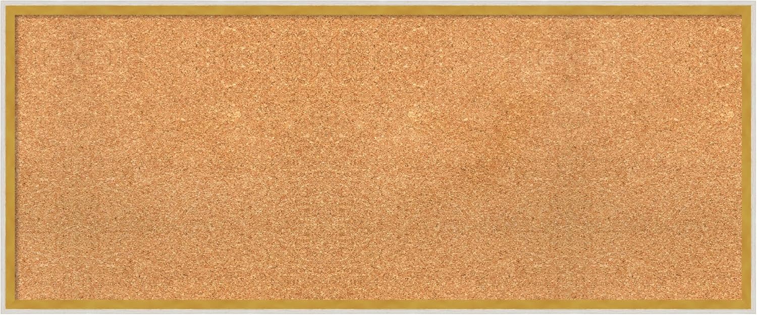 Amanti Art Natural Cork Board for Wall, 17x41 Vision Board with White Frame, Large Corkboard Office Decor for Home Organization, Modern Corkboard Pinboard to Display Items for Home Organization in