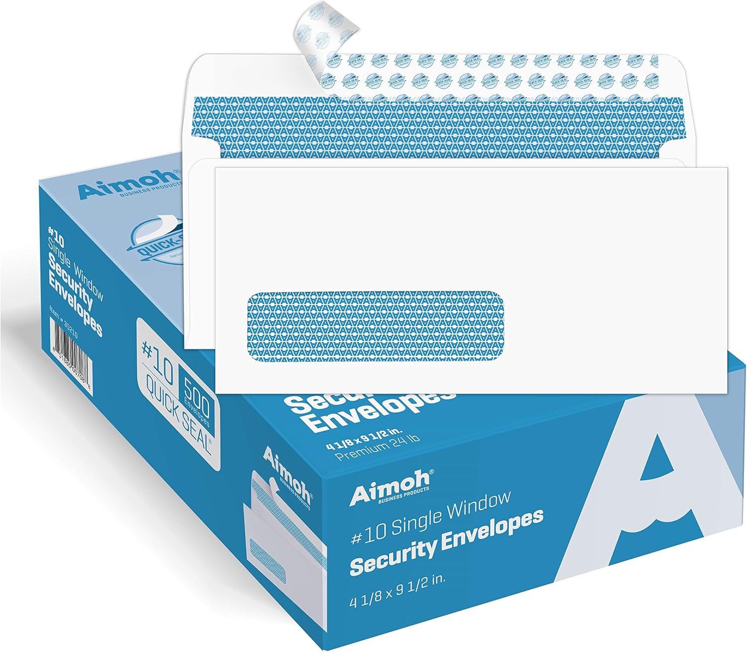 Aimoh 1000#10 Single Left Window SELF Seal Security Envelopes - Super Strong Quick-Seal Self Sealing Closure, Security Tinted, Size 4-1/8 x 9-1/2 Inches, 24 LB - 1000 Count (35210)