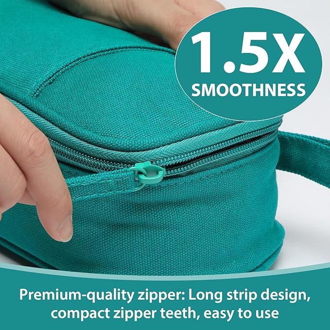 Pencil Case Pouch Box Bag School Supplies Girls Boys Kids, Cute Preppy Stuff Large Big Capacity Aesthetic Pen Organizer, Back to College Stationary, Dark Cyan, Heavy Duty Canvas, 1800ml